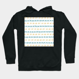 White Ocean Blue and Burnt Orange Hand Drawn Pattern Hoodie